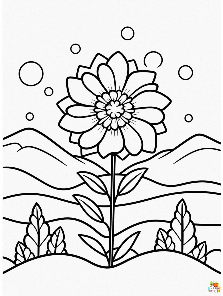 Flower and Snow Coloring Pages to print
