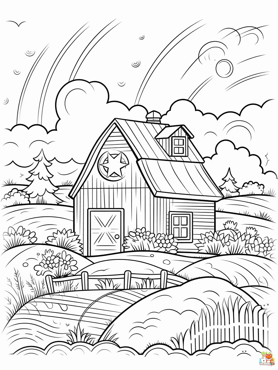 Free Farm coloring pages for kids 1