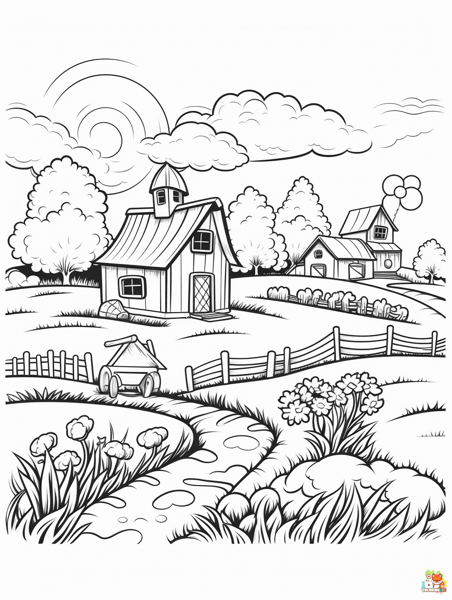 Free Farm coloring pages for kids 2