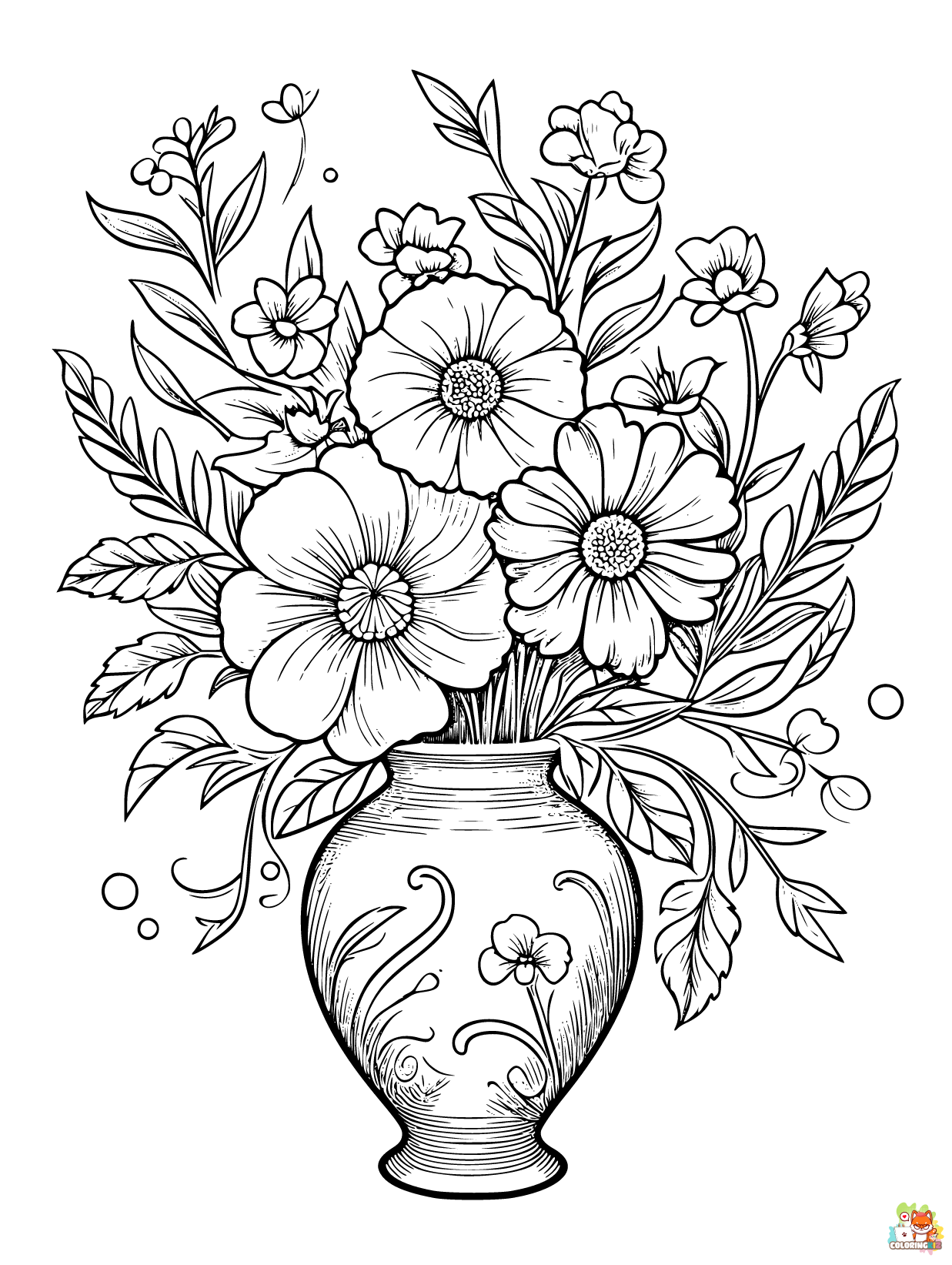 Free Flower Vase Coloring Pages