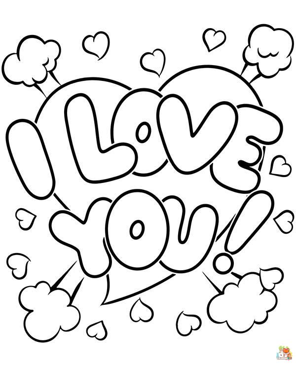 Free I Love You coloring pages for kids 2