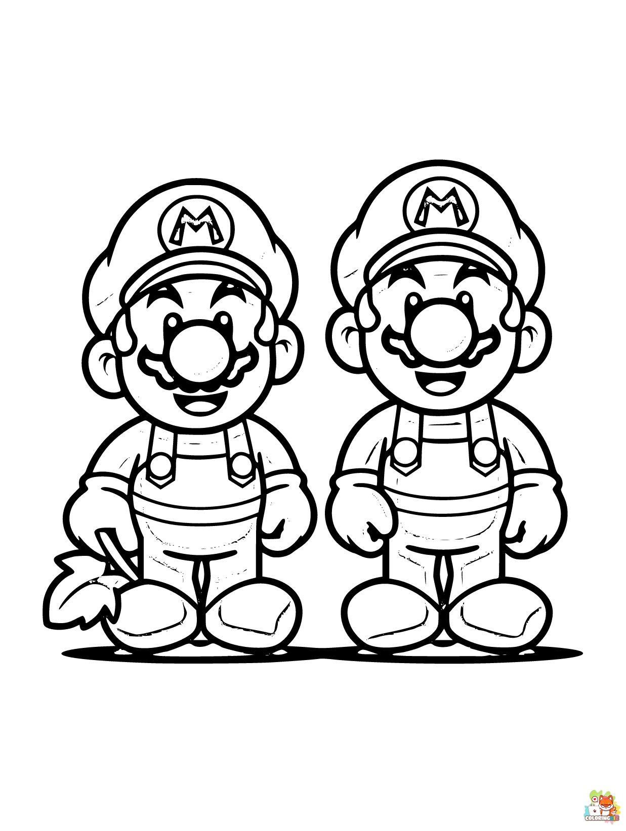 Free Mario and Luigi coloring pages for kids