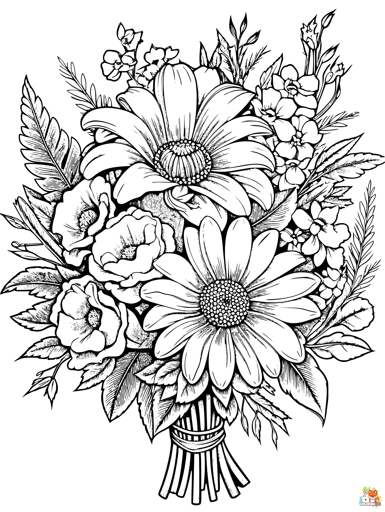 Free Realistic Flower Coloring Pages