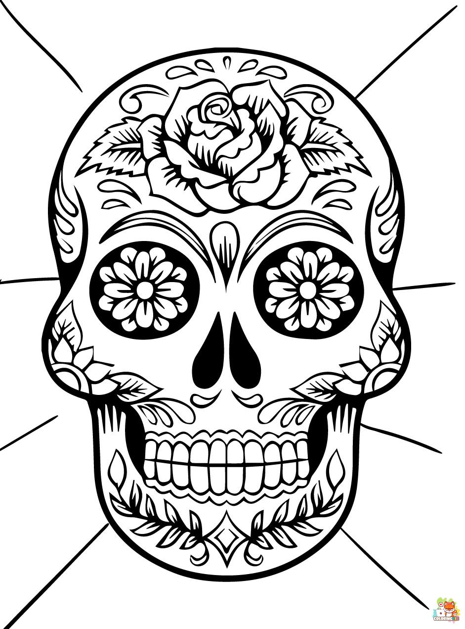 Free Sugar Skull coloring pages for kids 1