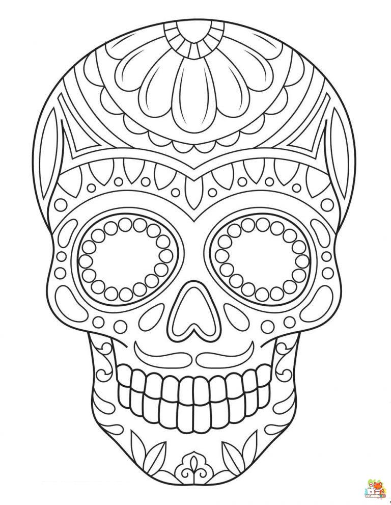 Free Sugar Skull coloring pages for kids 2