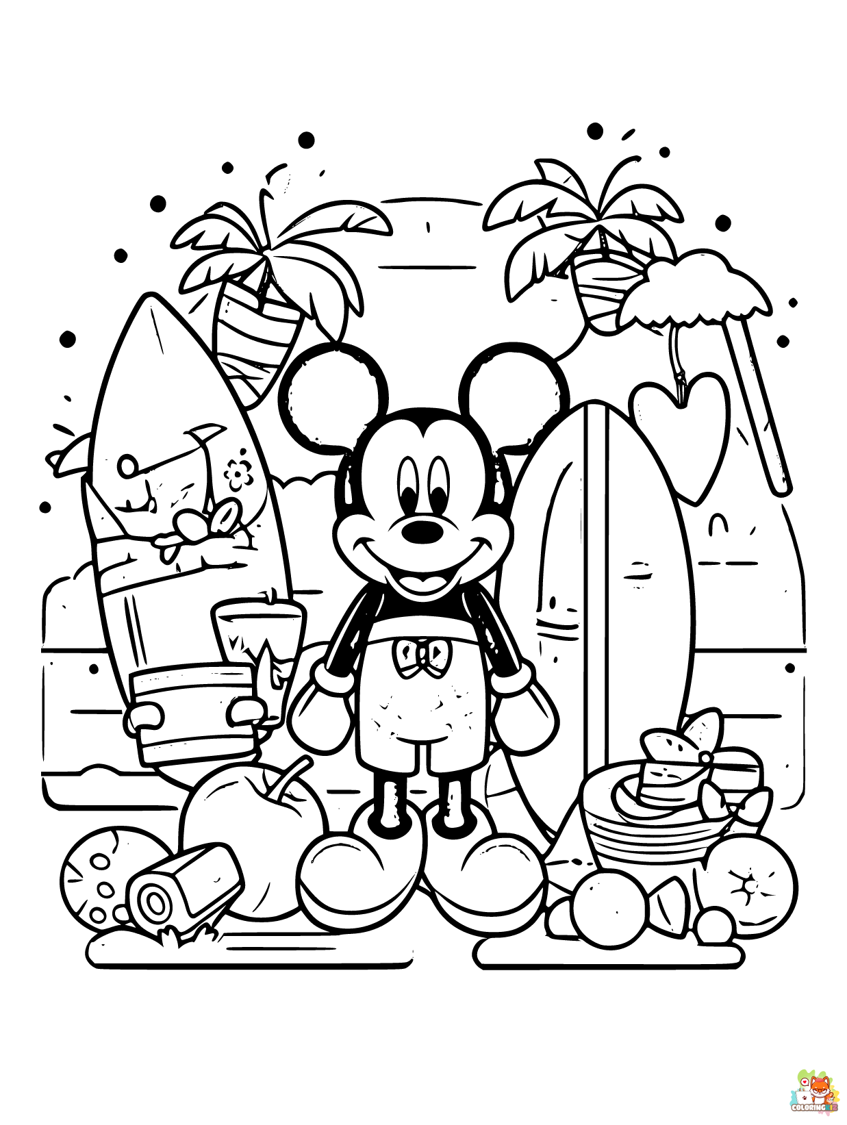Free disney summer coloring pages for kids 1