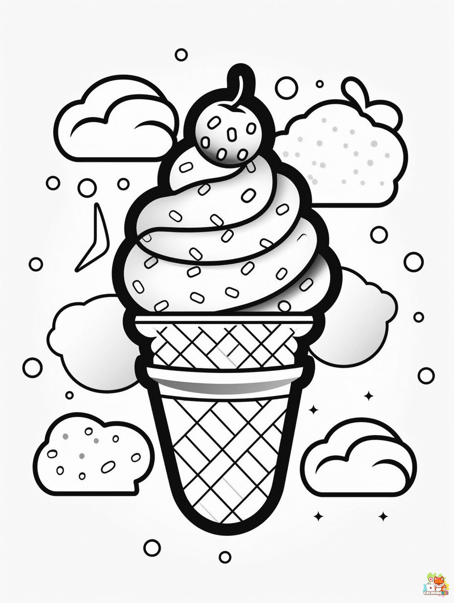 Free ice cream summer coloring pages for kids 1