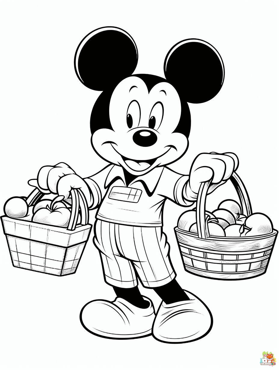 Free mickey mouse summer coloring pages for kids 1