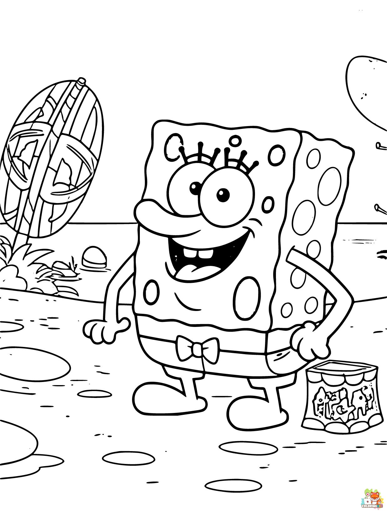 Free spongebob summer coloring pages for kids 1