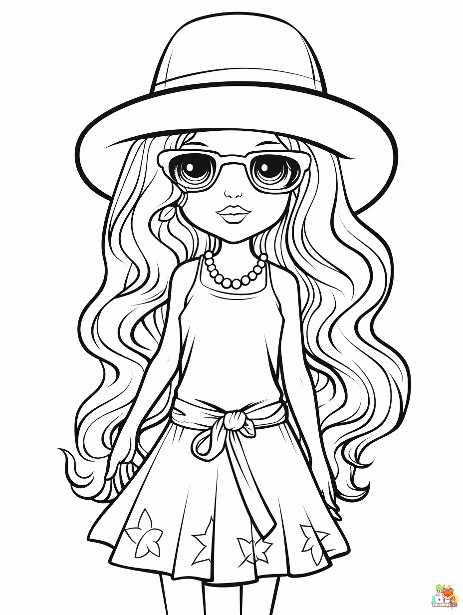 Free summer barbie coloring pages for kids 2