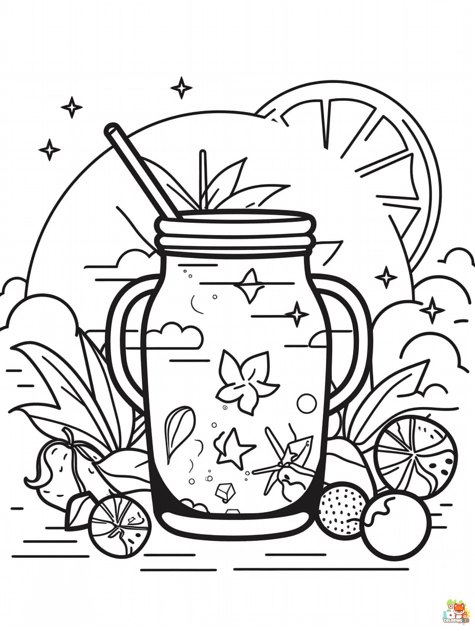 Free summer drinks coloring pages for kids 1