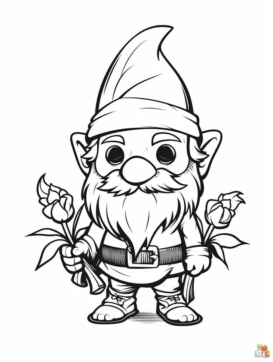 Free summer gnome coloring pages for kids 1