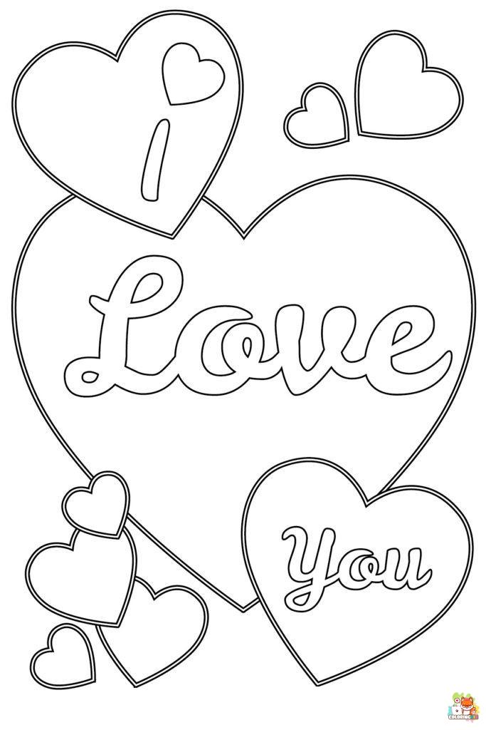 I Love You coloring pages free 1