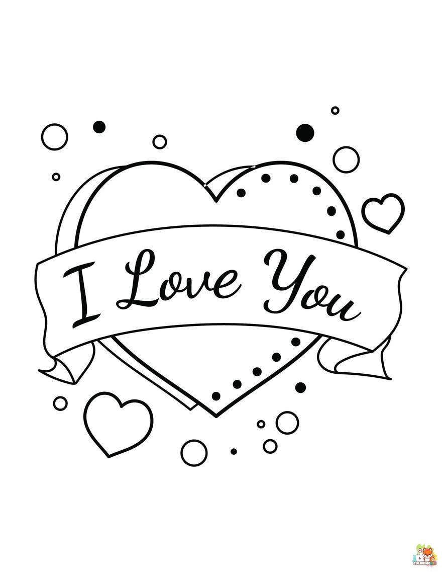 I Love You coloring pages free 2