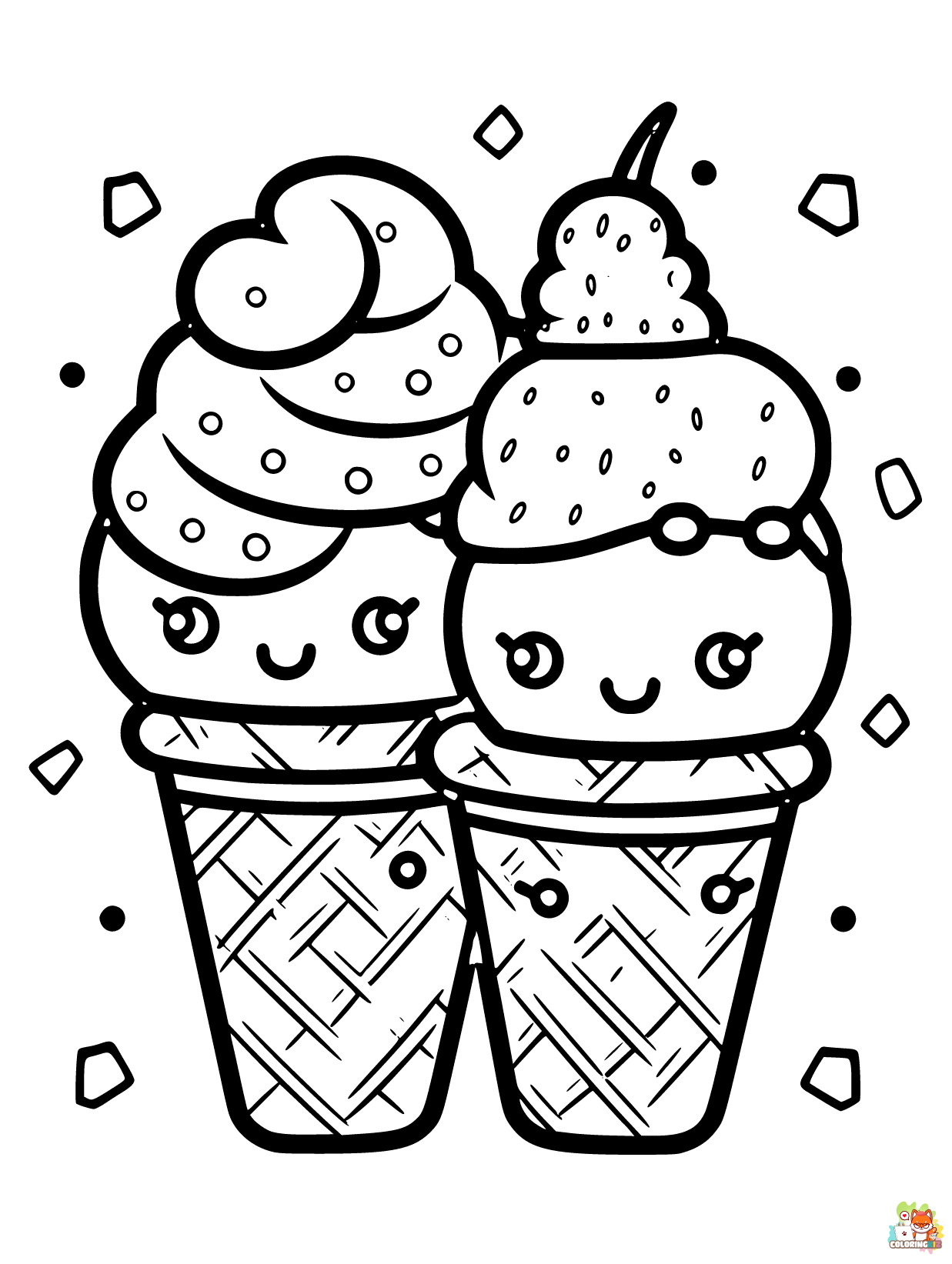 Ice cream coloring pages easy