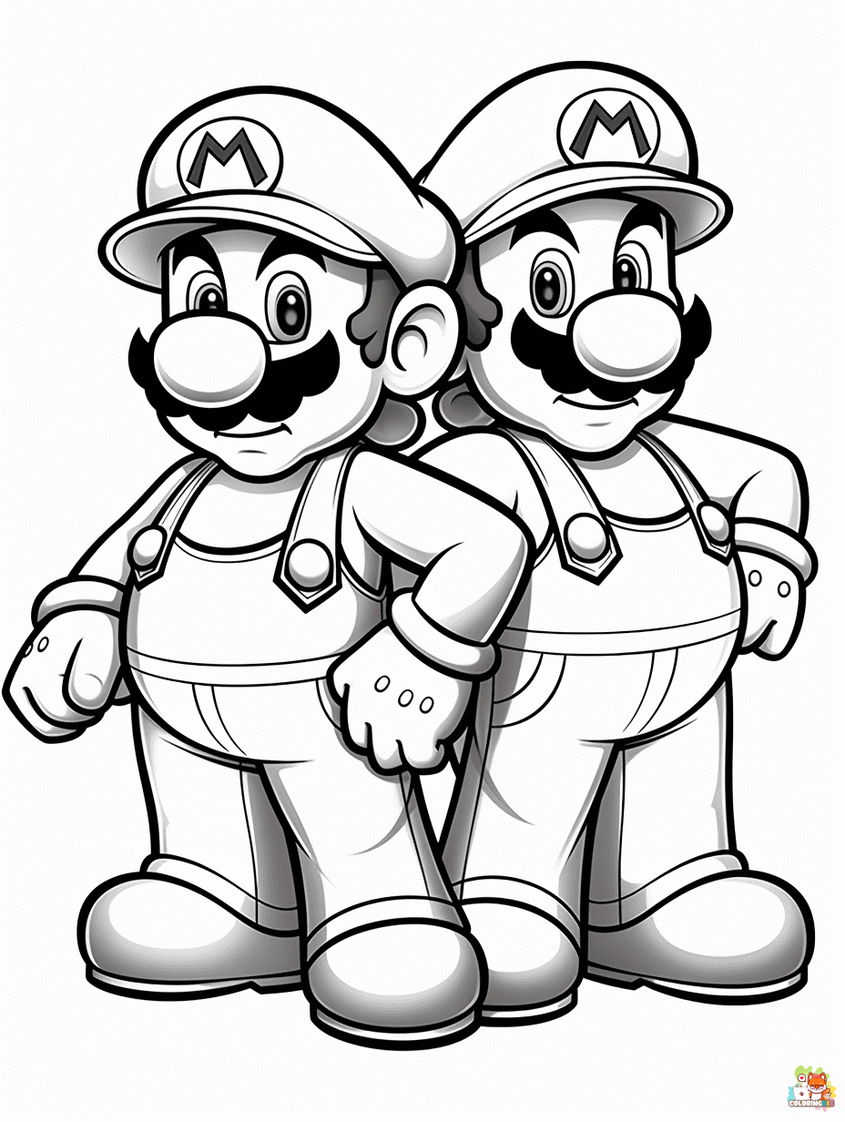 Mario and Luigi coloring pages 2