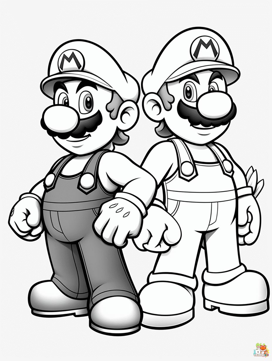 Mario and Luigi coloring pages free