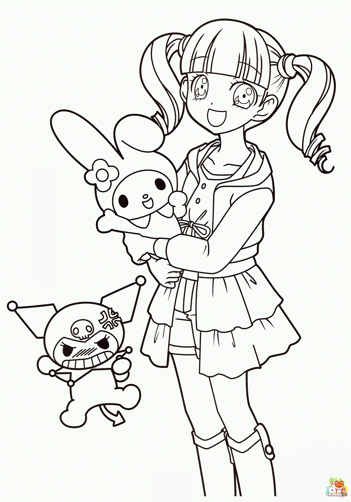 My Melody and Kuromi Coloring Pages 1