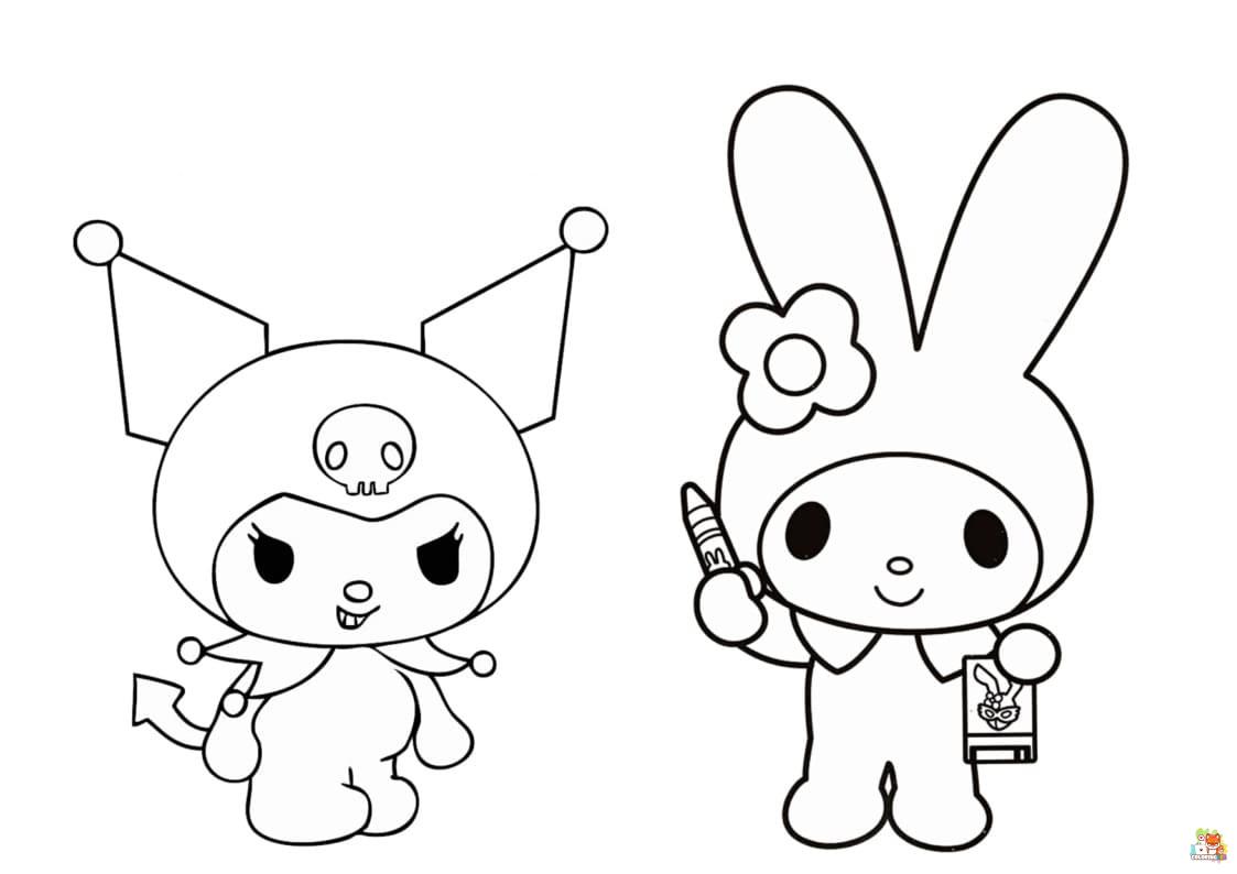 My Melody and Kuromi Coloring Pages 3