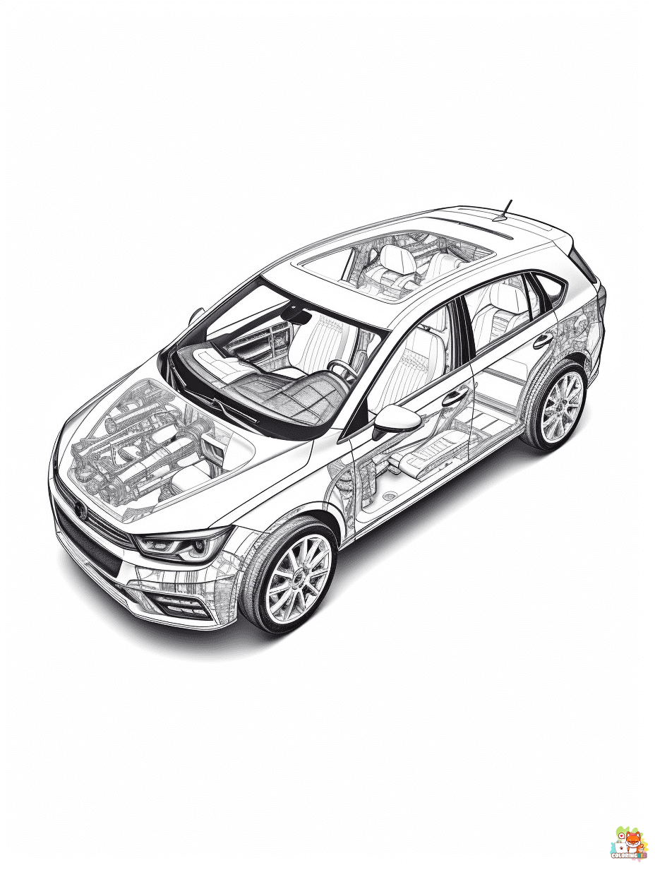 N1 Midjourney Car Coloring pages for adult A family car with pa 3d4252b3 1d33 48ca 8f42 b6557808fa8c