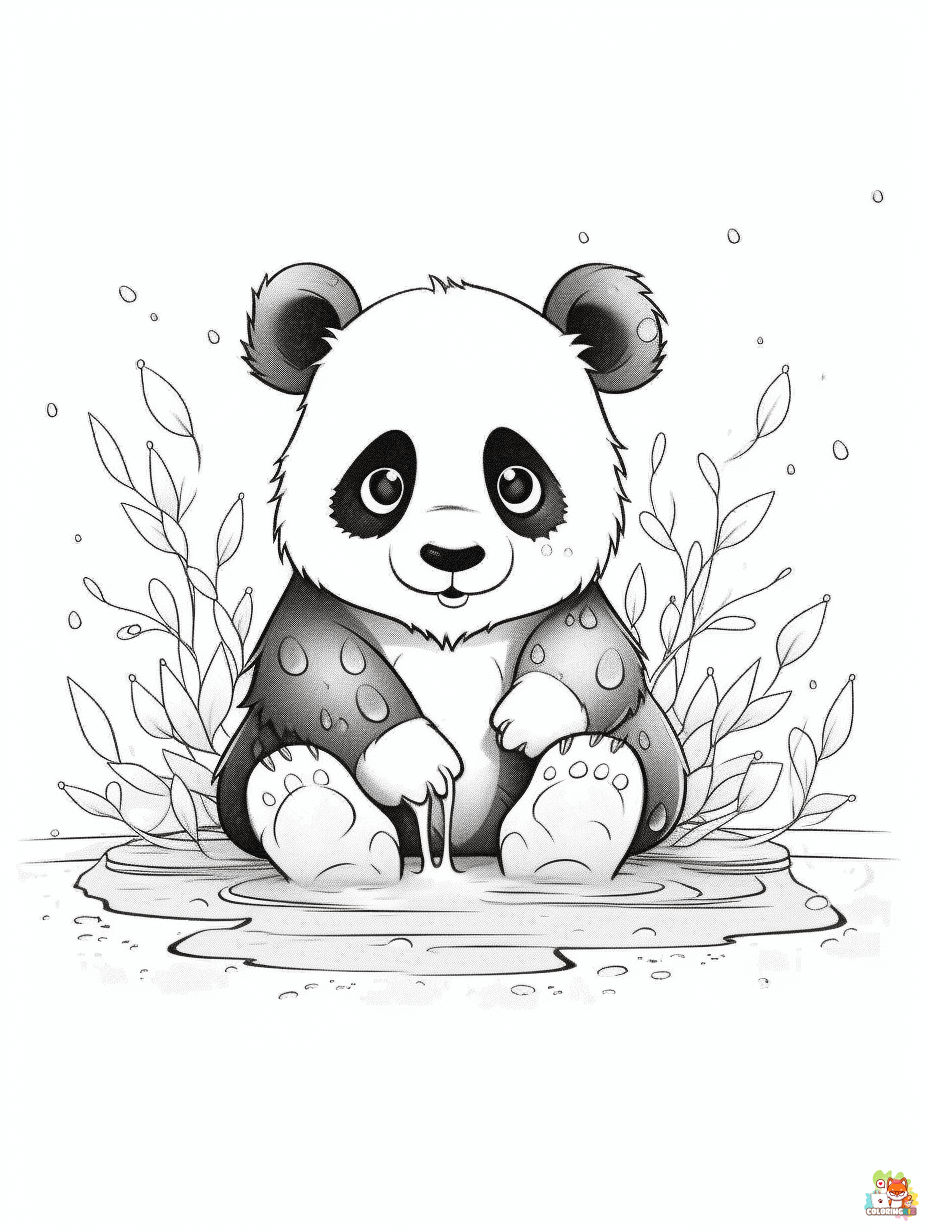 Panda coloring pages easy