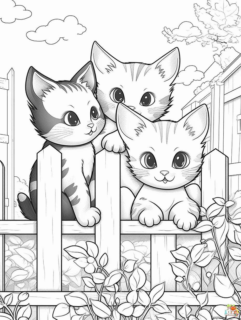 Printable Cute Cat coloring sheets 1