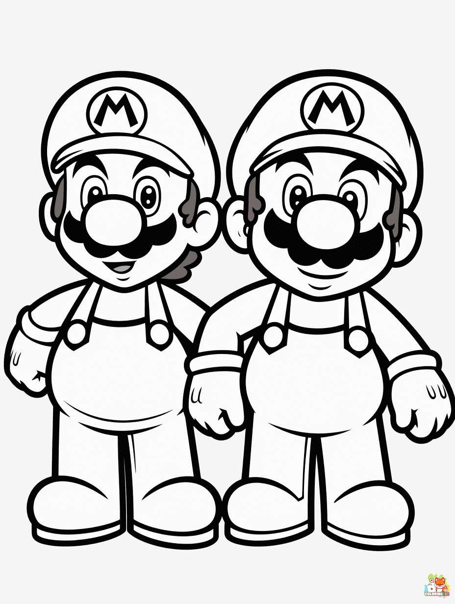 Printable Mario and Luigi coloring sheets