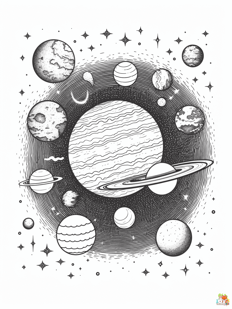Printable Solar System coloring sheets