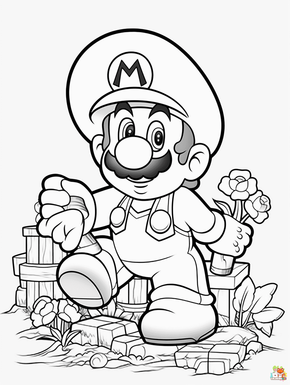 Printable Super Mario coloring sheets