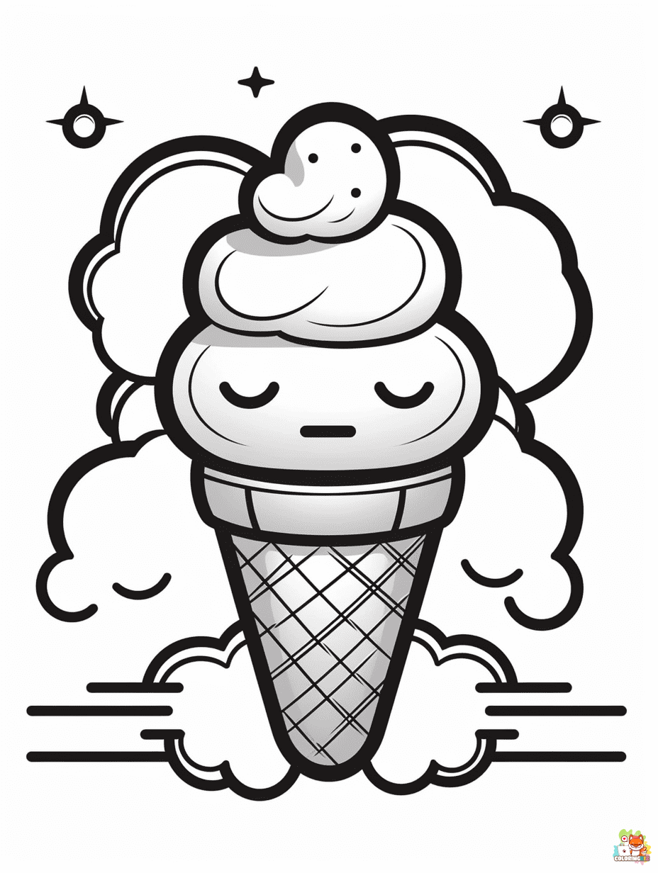 Printable ice cream summer coloring sheets 1