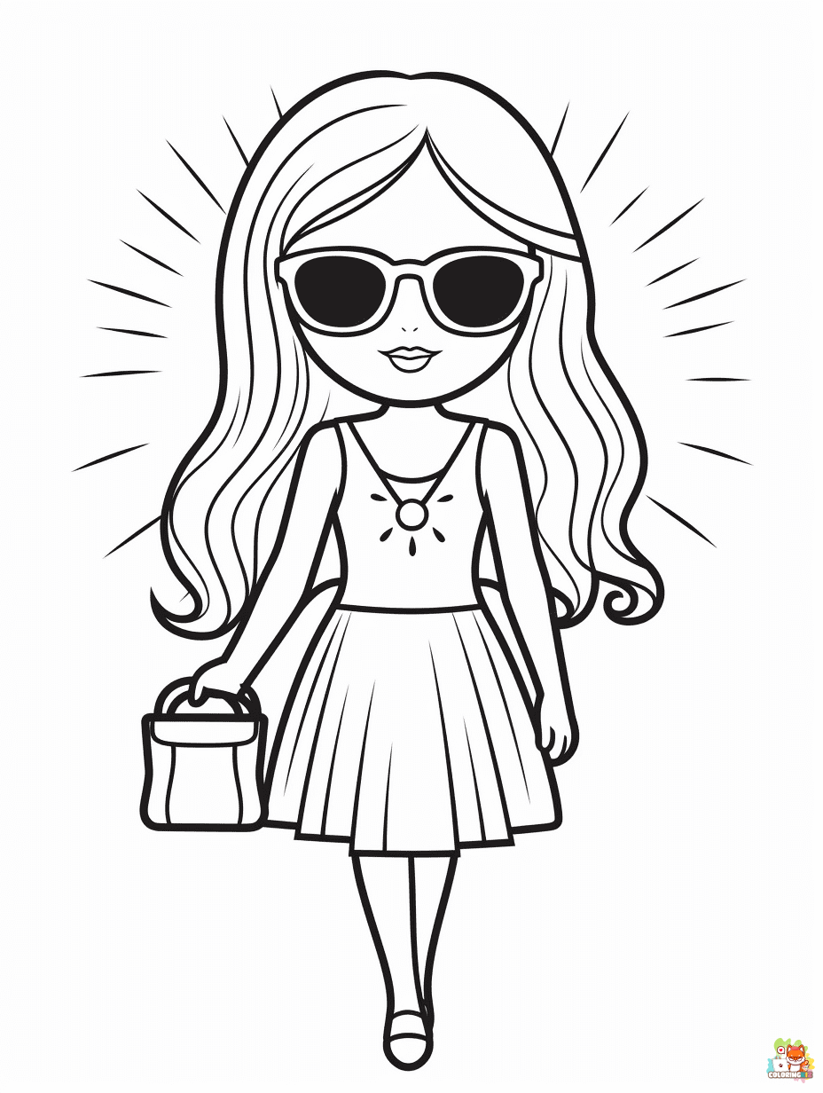 Printable summer barbie coloring sheets 2