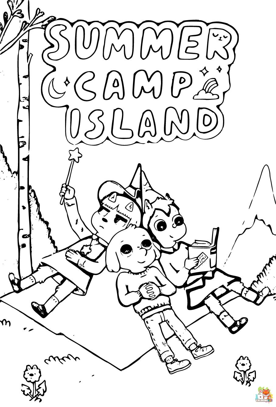 Printable summer camp island coloring sheets 1