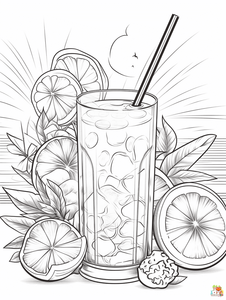 Printable summer drinks coloring sheets 1