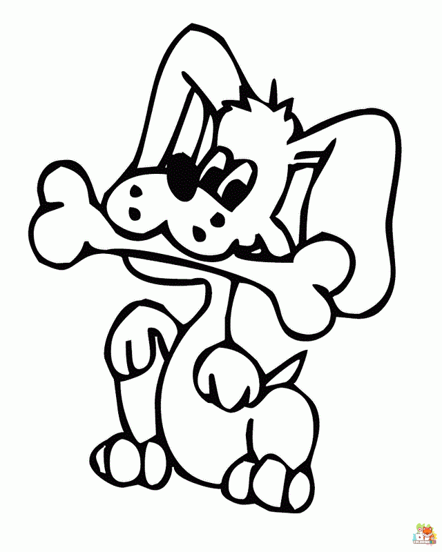 Puppy With Bone Coloring Pages 1