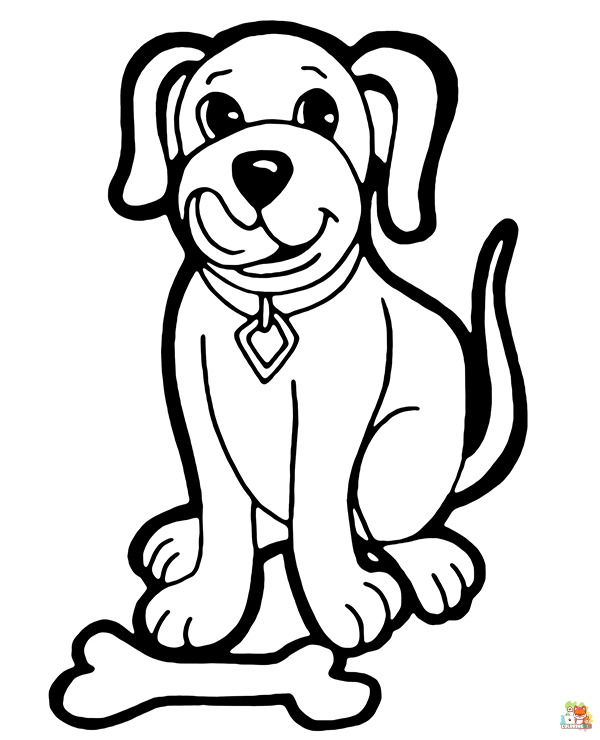 Puppy With Bone Coloring Pages 1