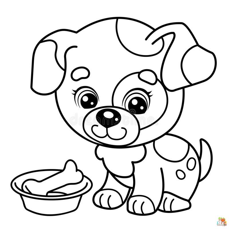 Puppy With Bone Coloring Pages 5