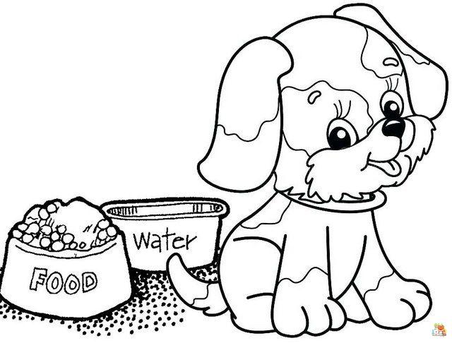 Puppy and Food Coloring Pages 1