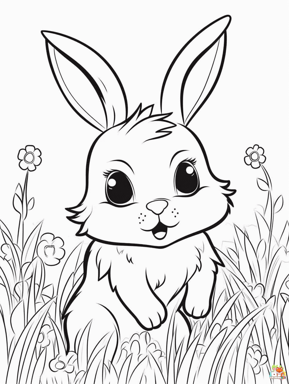 Rabbit coloring pages free 1