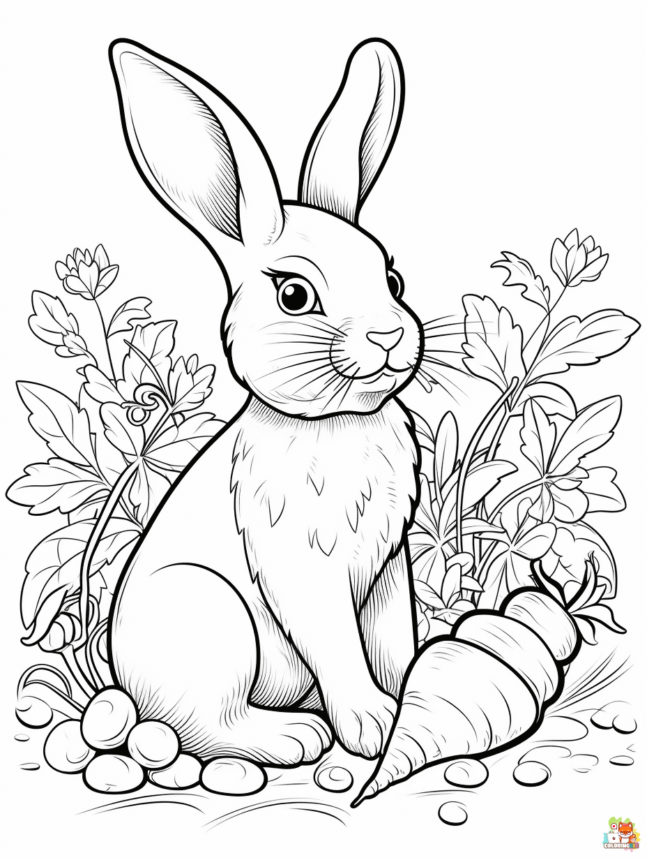 Rabbit coloring pages free 2