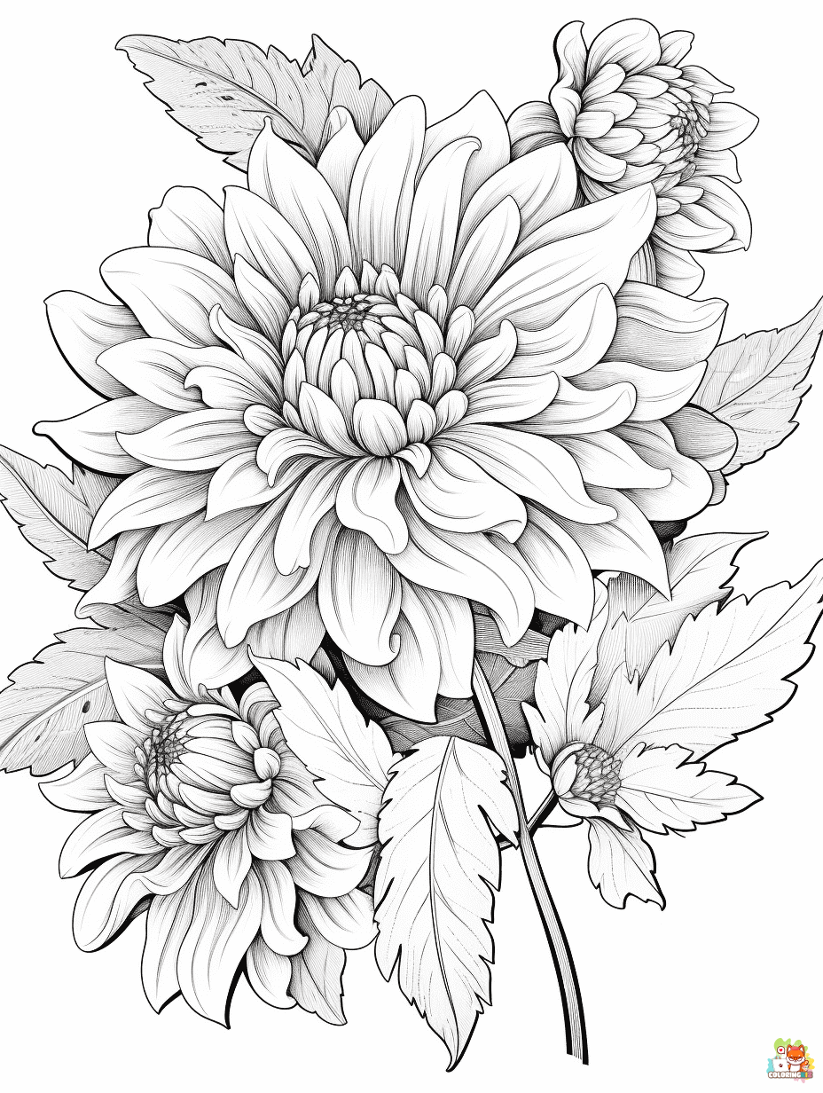 Realistic Flower Coloring Pages Free