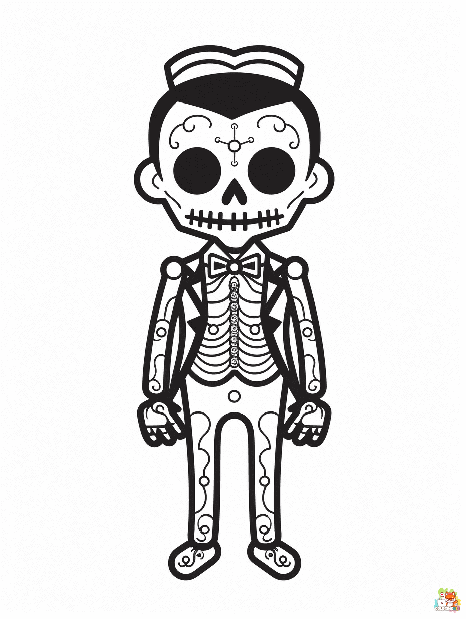 Skeleton coloring pages 1
