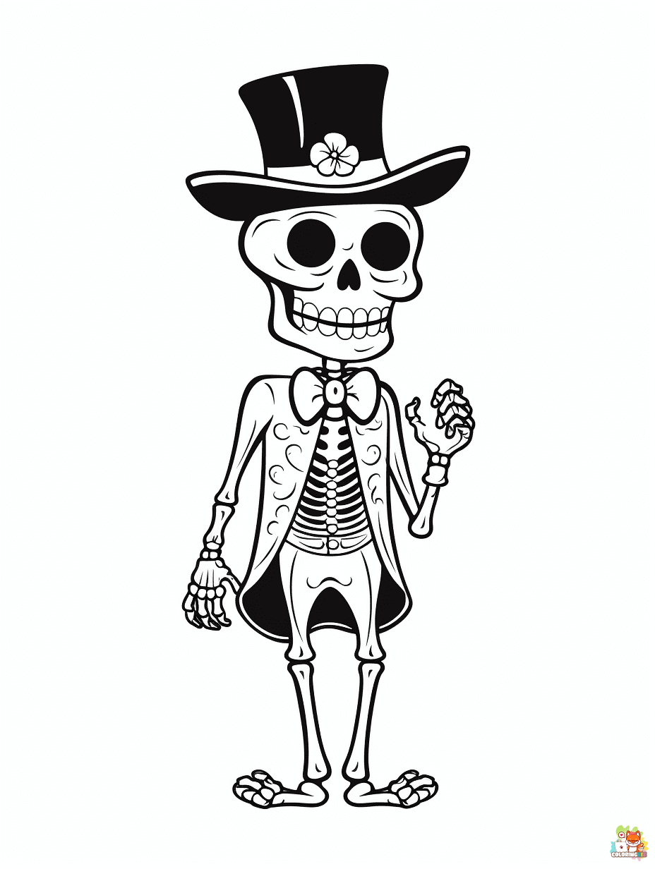 Skeleton coloring pages free 1