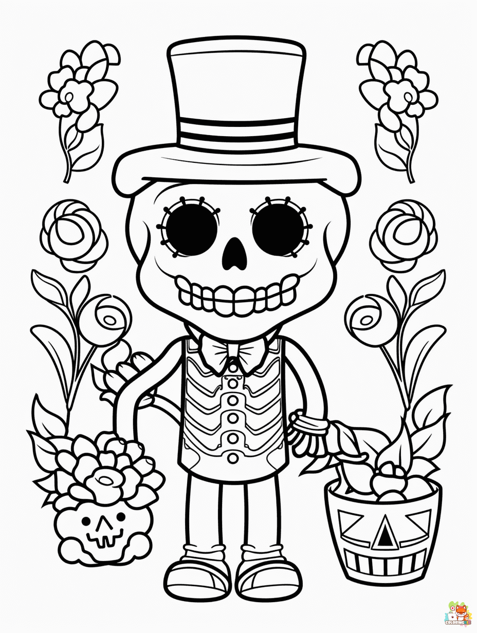 Skeleton coloring pages free 2