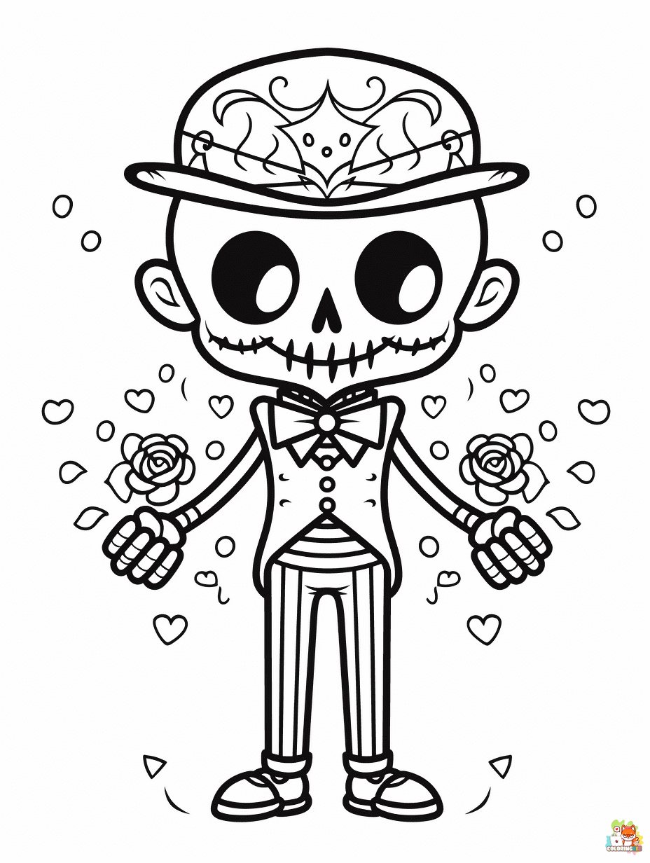 Skeleton coloring pages free 3