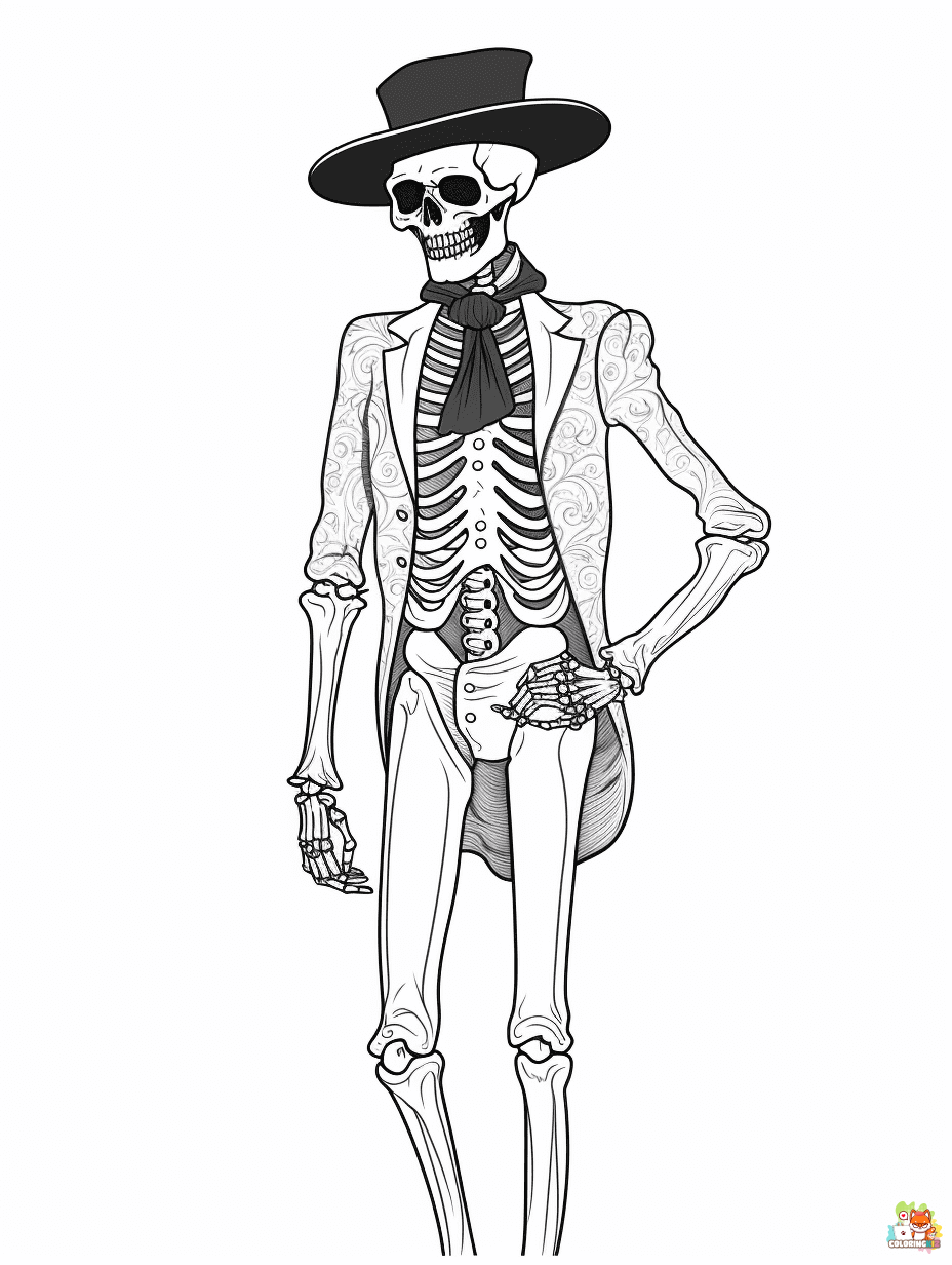 Skeleton coloring pages printable 1