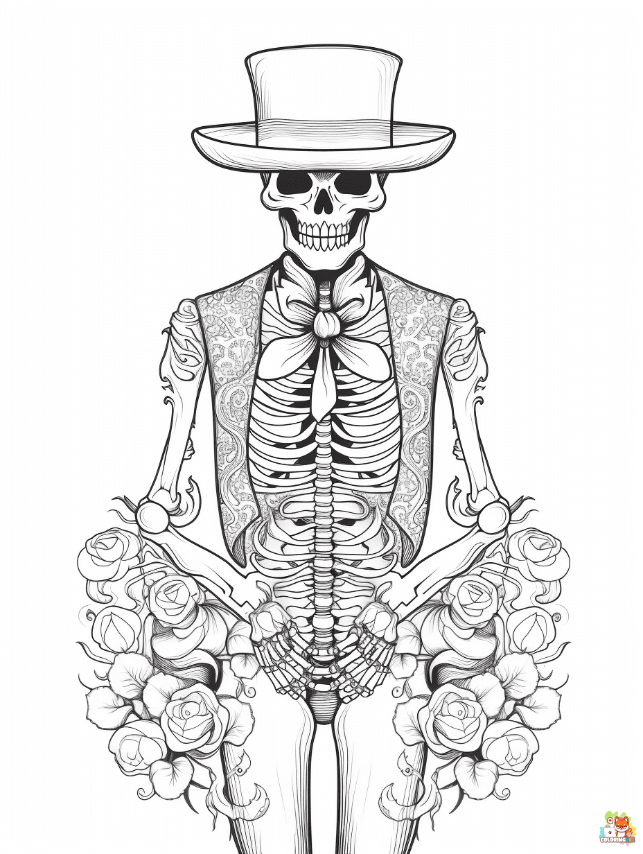 Skeleton coloring pages printable 3