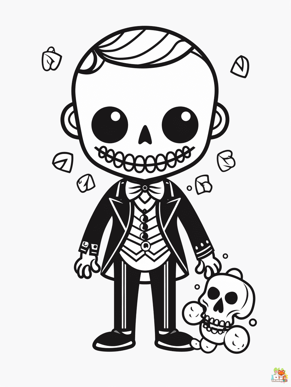 Skeleton coloring pages printable free 3