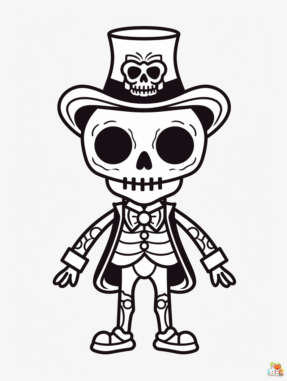 Skeleton coloring pages to print 1