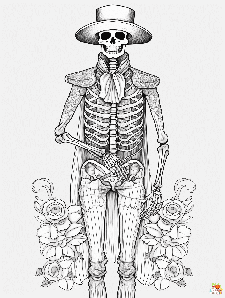 Skeleton coloring pages to print 2