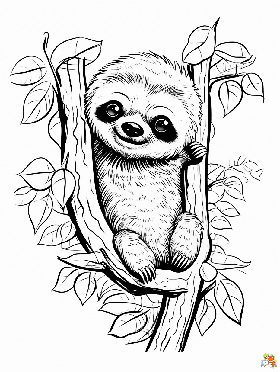 Sloth coloring pages 1